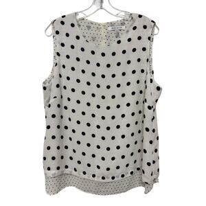 Rose + Olive Polka Dot Chiffon Shell Blouse Ivory/Black – XL